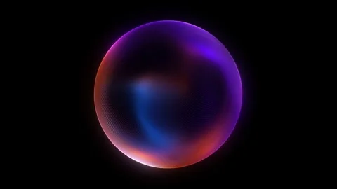 Abstract glowing sphere with neon light waves on black background. Futurist.. Video stock 318351509