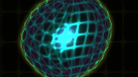 Abstract Glowing Sphere with Pulsing Grid Pattern Animation. Stock Footage 341791942