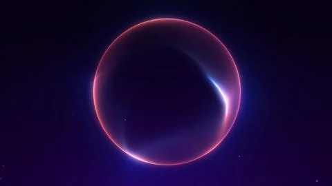 Abstract glowing sphere with red and violet gradient light on dark backgrou.. Stock Illustration