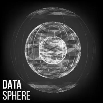Abstract Glowing Sphere Vector. Big Data Sphere. Vector Cyber Sphere Structure Stock Illustration