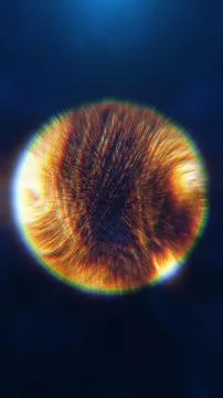 Abstract glowing sphere with vibrant red, orange, and yellow light patterns,  Illustrazione stock
