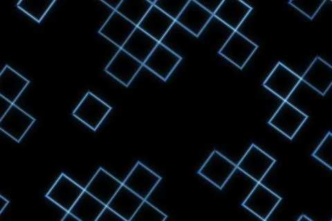 Abstract glowing square pattern on black background Stock Illustration