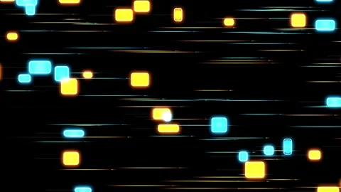 Abstract glowing squares move fast through digital data streams. Stock Footage 346973657