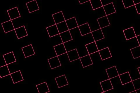 Abstract glowing squares pattern with neon lights on black Stock Illustration