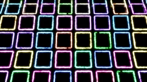 Abstract Glowing Squares Pattern Pulsating on Black Background Stock Footage 313324295