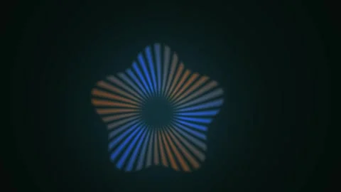 Abstract glowing star shape with blue and orange striped pattern shrinking .. Stock Footage 346339775