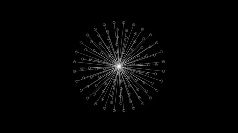 Abstract glowing starburst radiating lines and dots on black background mot.. Stock Footage 341770784