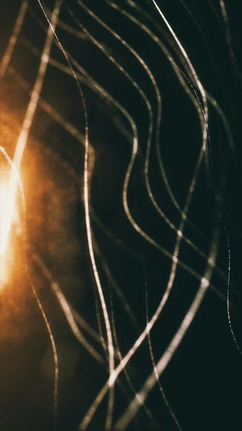 Abstract glowing strands are flowing over a dark background Stock Footage 324712469