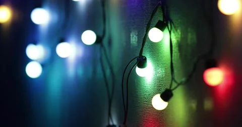 Abstract Glowing String Lights Bokeh Background 4K Stock Footage 340376493