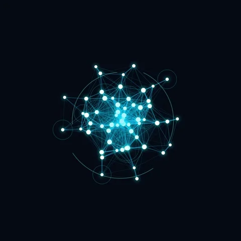 Abstract Glowing Tech Network Connections on Dark Background Stock Footage 344777086