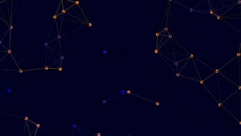 Abstract glowing technological network connecting nodes and data points on .. Stock Footage 340379070