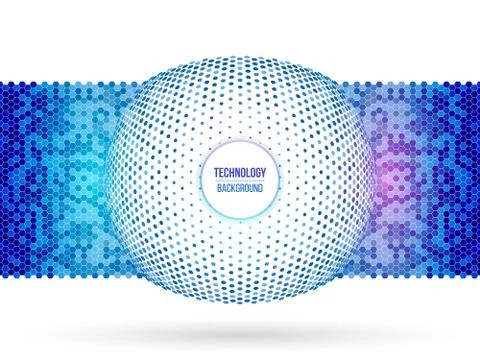 Abstract glowing technology circles with dots and binary code. Stockillustratie