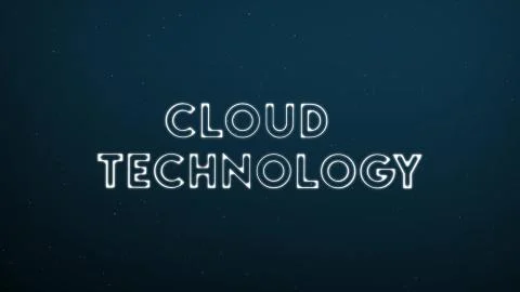 Abstract glowing text CLOUD TECHNOLOGY on dark blue digital background 스톡 일러스트