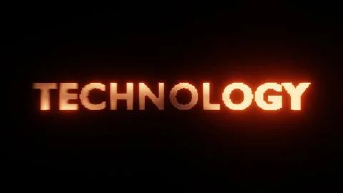 Abstract Glowing Text TECHNOLOGY: Fiery Digital Typography Stock Illustration