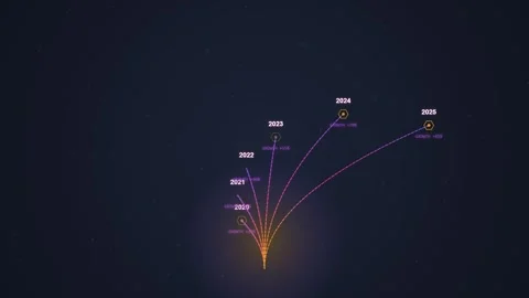 Abstract glowing trajectory lines showing growth and progress on dark backg.. Stock Footage 348571898