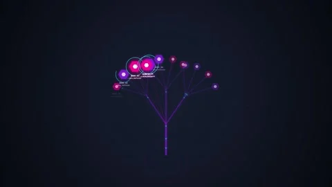 Abstract glowing tree of knowledge, data visualization, network connections.. Stock Footage 348572365