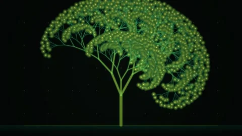 Abstract glowing tree of life structure on black background for magical visua Stock Footage 344517551