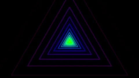 Abstract Glowing Triangle Tunnel Animation Loop Stock Footage 345013400