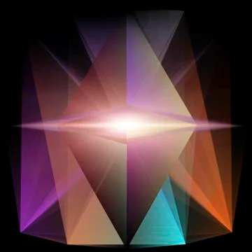 Abstract Glowing Triangular Geometric Shape On Black Background Stock Illustration