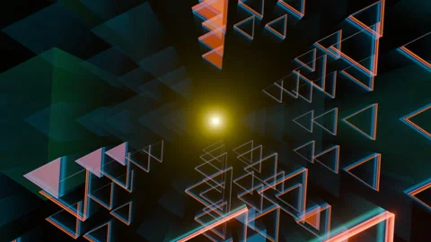 Abstract Glowing Triangular Pattern Seamless VJ Loop Stock Footage 296001644