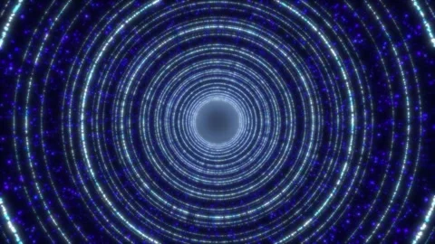 An abstract glowing tunnel consisting of many glowing blue. 스톡 동영상 303845990