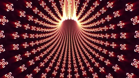 Abstract glowing tunnel made of randomly rotating ornamental elements Vídeos de archivo 275840875