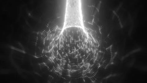 Abstract glowing tunnel structure with dynamic grid lines and bright light .. 스톡 일러스트