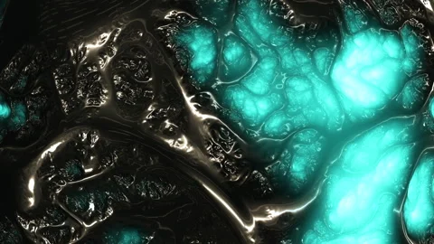 Abstract glowing turquoise liquid texture with metallic ripples, macro 스톡 동영상 333163266