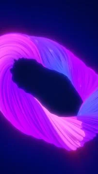 Abstract glowing twisted neon ring in pink and blue light on a dark backgroun Stock Illustration