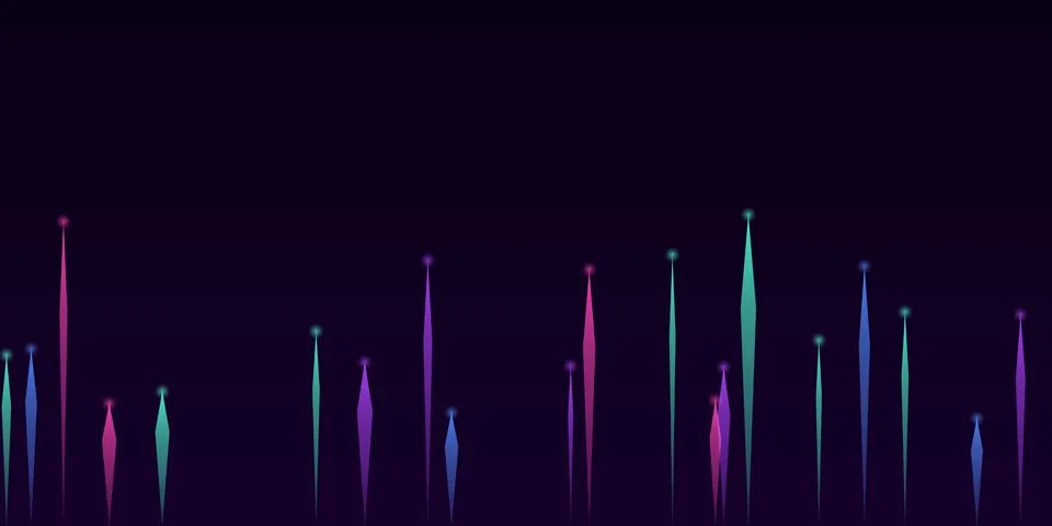 Abstract glowing vertical light lines on dark background Stock Illustration