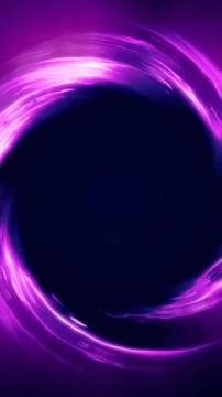 Abstract glowing violet energy ring forming a circular motion around a dark v Illustrazione stock