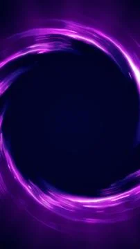 Abstract glowing violet energy ring forming a circular motion around a dark.. Illustrazione stock
