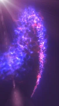 Abstract glowing violet energy stream with light rays and fluid motion, repre Stock Illustration