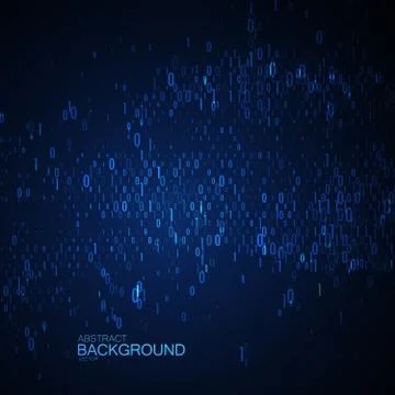 Abstract glowing virtual neon cloud with chaotic binary code particles. イラスト素材