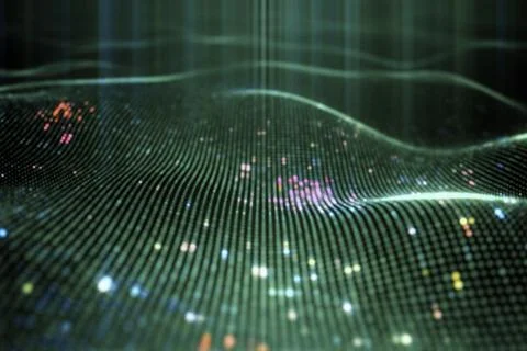 Abstract glowing virtual neural network. Futuristic coding or Artificial Inte Stock Illustration