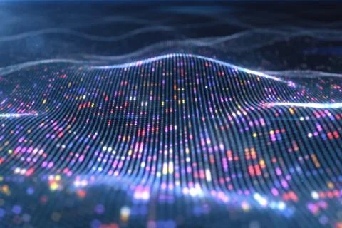 Abstract glowing virtual neural network. Futuristic coding or Artificial Inte Stock Illustration