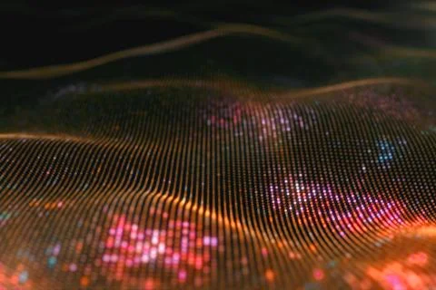 Abstract glowing virtual neural network. Futuristic coding or Artificial Inte Stock Illustration