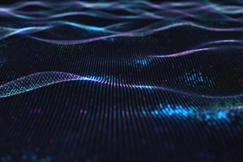 Abstract glowing virtual neural network. Futuristic coding or Artificial Inte Stock Illustration