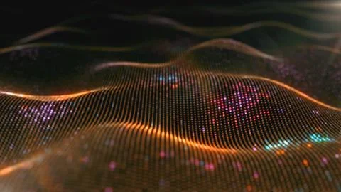 Abstract glowing virtual neural network. Futuristic coding or Artificial Inte Stock Illustration