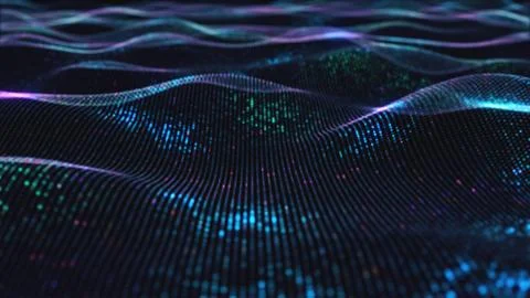 Abstract glowing virtual neural network. Futuristic coding or Artificial Inte Stock Illustration