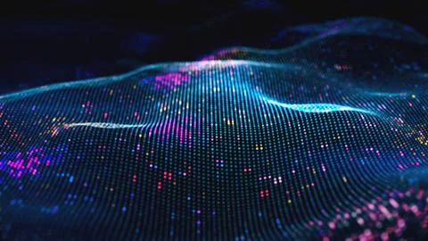 Abstract glowing virtual neural network. Futuristic coding or Artificial Inte Stock Illustration