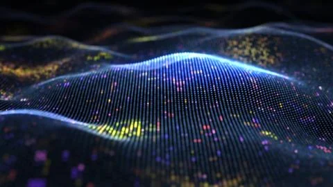 Abstract glowing virtual neural network. Futuristic coding or Artificial Inte Stock Illustration