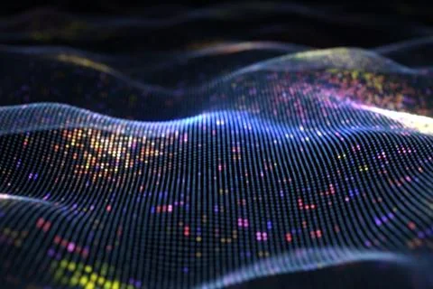 Abstract glowing virtual neural network. Futuristic coding or Artificial Inte Stock Illustration