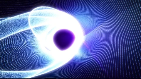 Abstract glowing vortex with blue wave mesh flowing into a bright core, futur Stock Footage 328707567