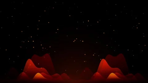 Abstract glowing wave background with floating golden particles and peaks vid Видео 346062696