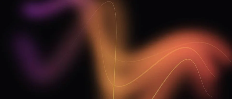 Abstract glowing wave background with flowing orange and purple light trail.. Stockillustratie