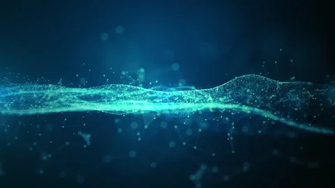 Abstract glowing wave of data dots in a technology network. Technology Vídeo Stock 308049906