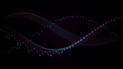 Abstract glowing wave lines and particle dots digital technology background.. Video stock 345743146