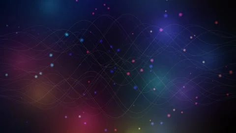 Abstract Glowing Wave Lines With Colorful Floating Dots Digital Background Stock Footage 340541376