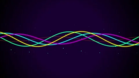 Abstract glowing wave lines create a vibrant neon purple and blue energy motion. Stock Footage 321176393